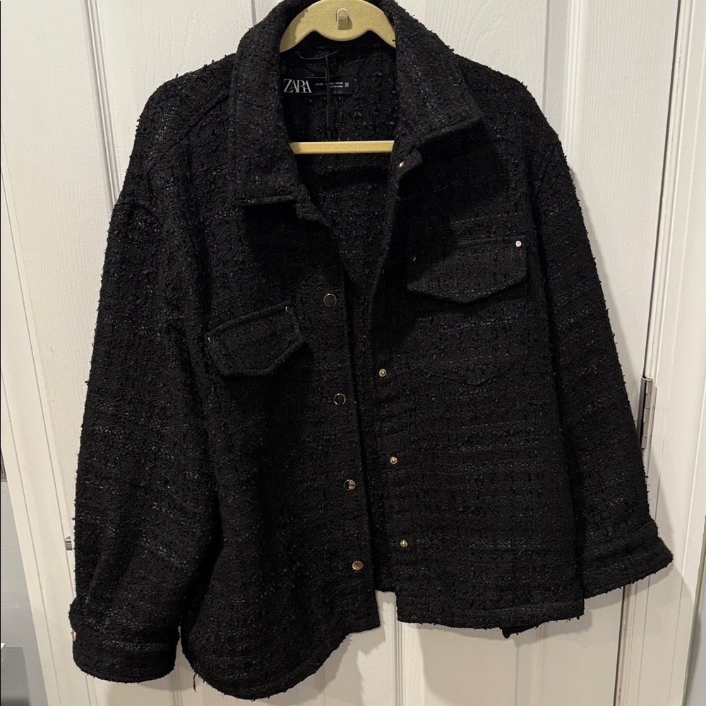 Zara Black Textured Jacket